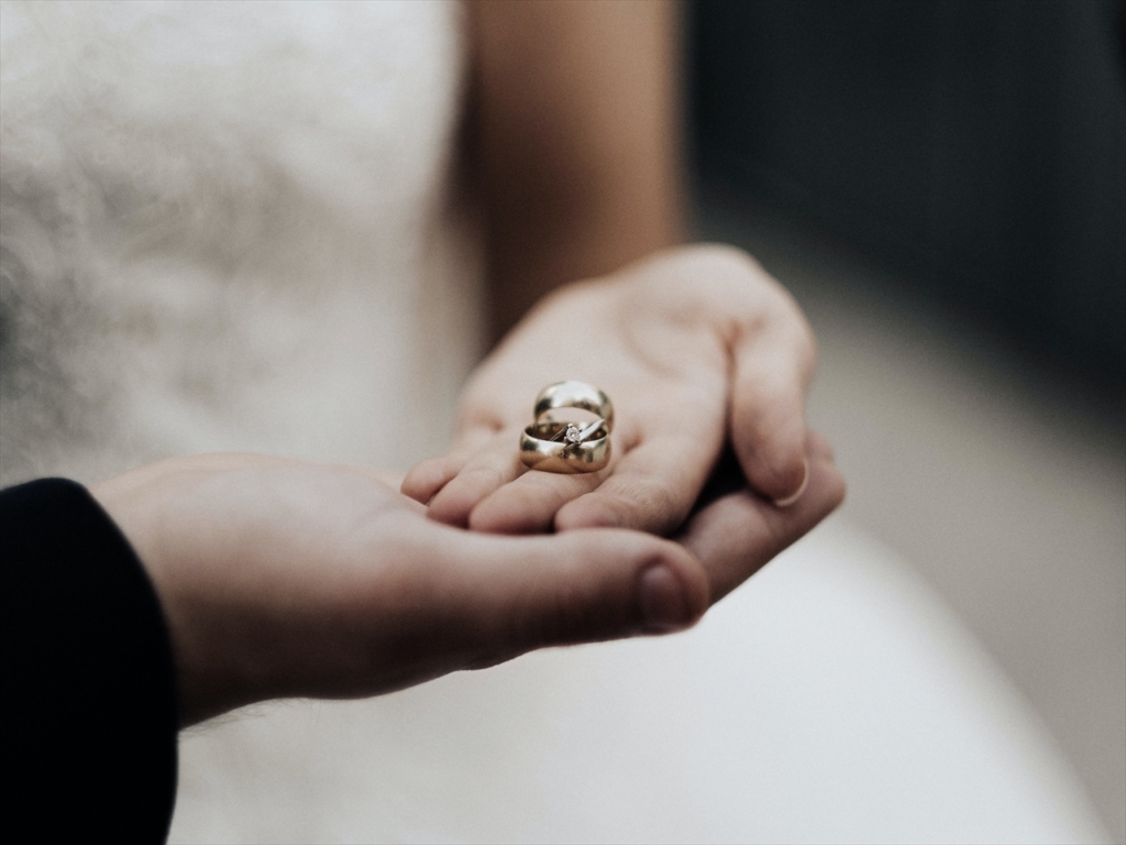 結婚指輪,女性,手